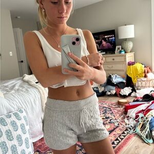 Gray Knit Lounge Shorts